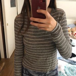 Grey and white stripped long sleeve